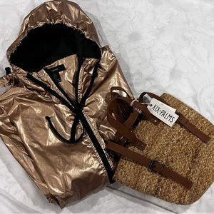 Gorgeous Forever 21 gold rain coat and NWT XIX-Palms backpack BUNDLE